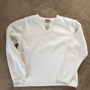 L.L Bean medium white cotton knit sweater